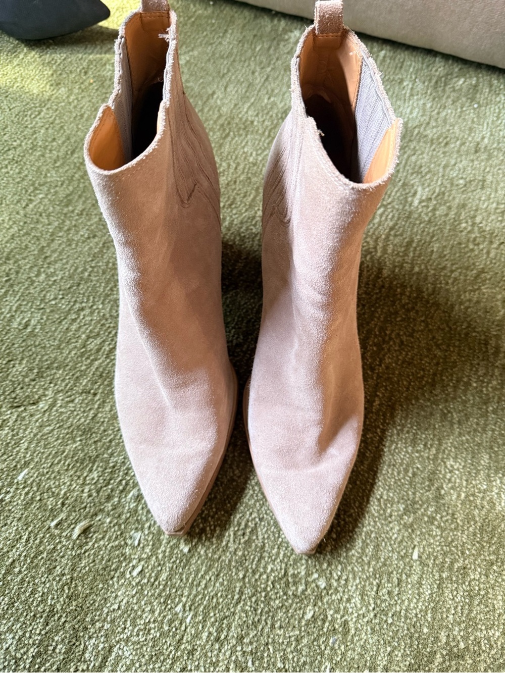 Marc Fisher Blush Suede Pointed Toe Ankle Boots
